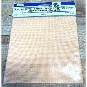 Charmin Aida 14 Count Cross Stitch Fabric Peach 12" X 18" 100% Cotton Made In US